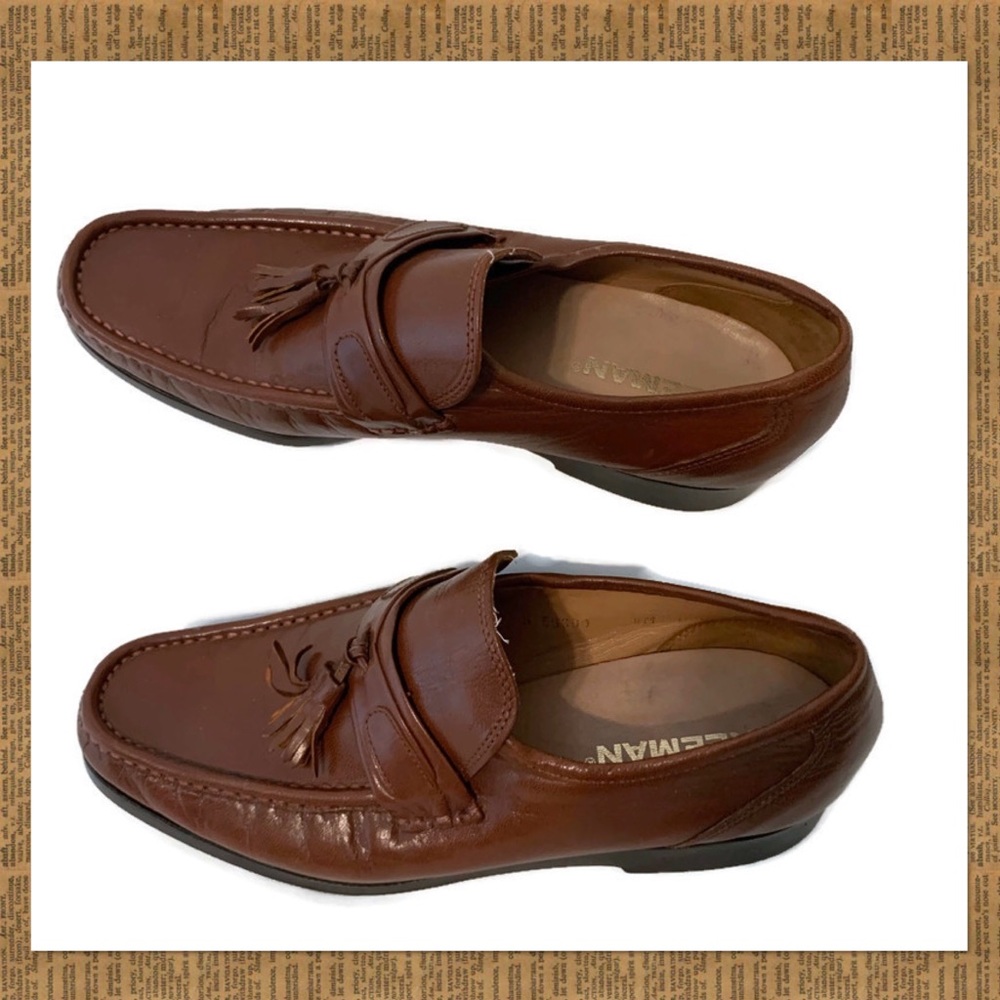 Freeman Loafers Apron Toe Tassels Brown Leather
